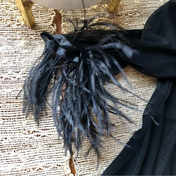 Zara Sheer Boa Bodysuit in Black Size Medium - Picture 2 of 4